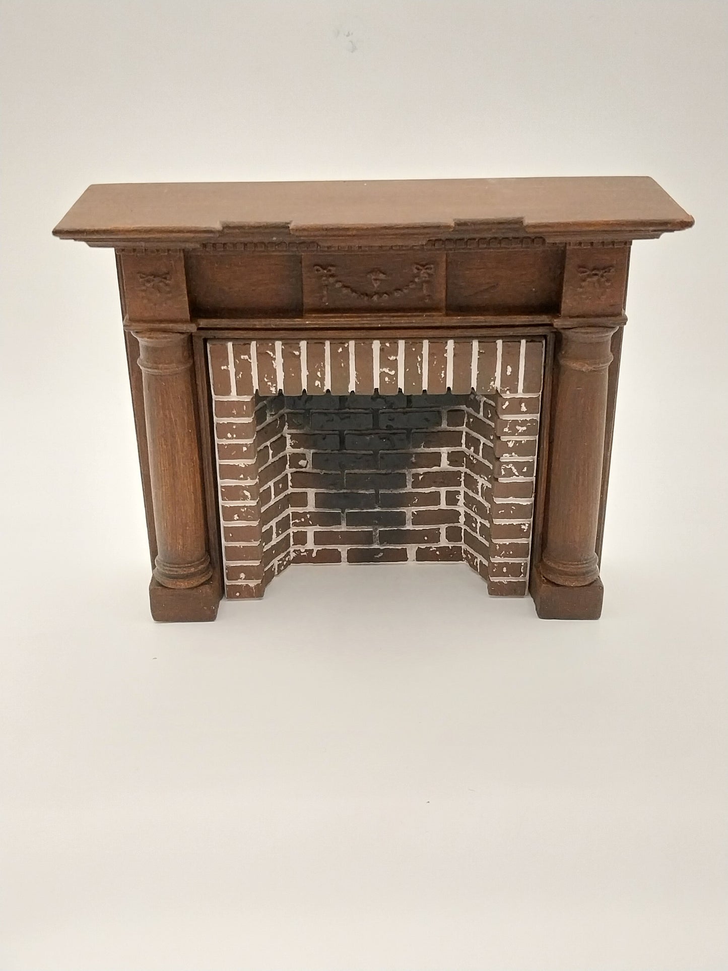 Greek Revival Style Fireplace with Hearth & Embers, Walnut