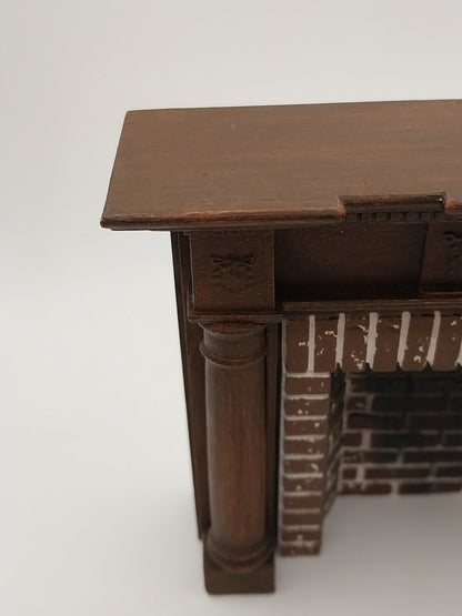 Greek Revival Style Fireplace with Hearth & Embers, Walnut