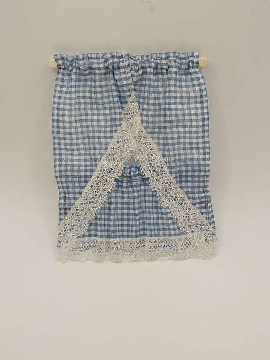 Blue Gingham Cafe Curtains, DISC