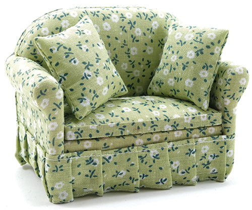 Sofa, Green Floral Fabric
