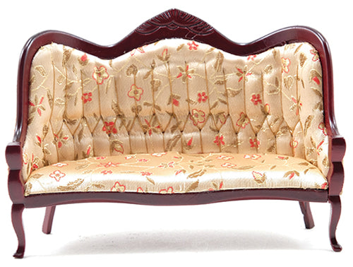 Victorian Sofa, Floral Fabric, Mahogany