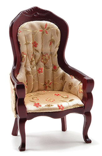 Victorian Gentelmen Chair, Floral, Mahogany