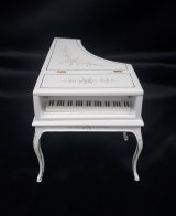 Grand Piano & Stool, French Baroque, White, Handpainted