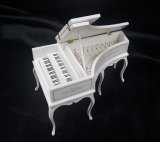 Grand Piano & Stool, French Baroque, White, Handpainted