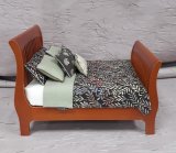 Slat Queen Bed, Dressed, Sage Fern, Brown