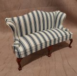 CBB195, Sofa & 2 Chairs, Blue Denim, Mahogany