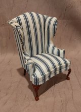 CBB195, Sofa & 2 Chairs, Blue Denim, Mahogany