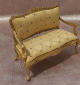 Louis XV Rococo Settee & Arm Chair, Gold