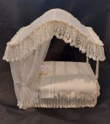 Canopy Lace Dressed Bed, Off White, Blue