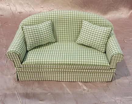 Ashley Green Chk Sofa w/ Pillow