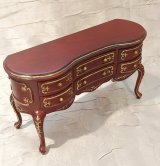 Vanity Dresser & Stool, Mahogany & Gold