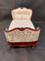 Upholstered Bed, Mahogany & Gold