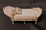 Chaise, Handpainted Floral, Pink