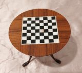 Chess Table with Inlaid Wood & Pieces, Walnut