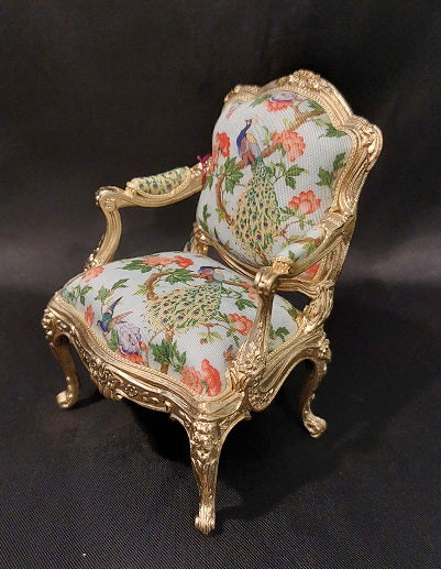 Louis XV Settee & 2 Chairs, 22KT Gilt, Blue Peacock