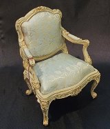 Louis XV Settee, 2 Chairs, & Stool, Vellum