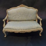 Louis XV Settee, 2 Chairs, & Stool, Vellum