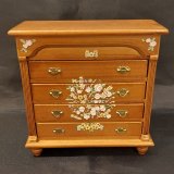 Bedroom Set, Dressed & Handpainted, Walnut, 4pc