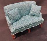 Jacobean Settee & Chair, Blue, Walnut