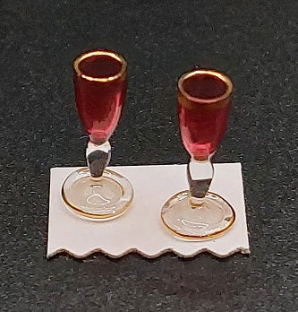 1/2" Scale Pair Cranberry Fluted Stemware