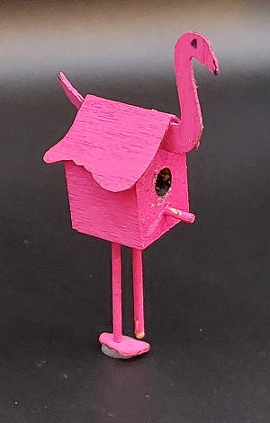 Flamingo Birdhouse, Handmade