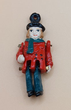 Boy Caroler, Jointed, Handpainted Metal