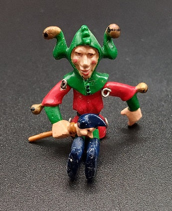 Circus Jester with Puppet ,Red Handpainted