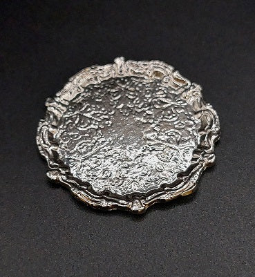 CCE618, Silver Tray, Ornate Round