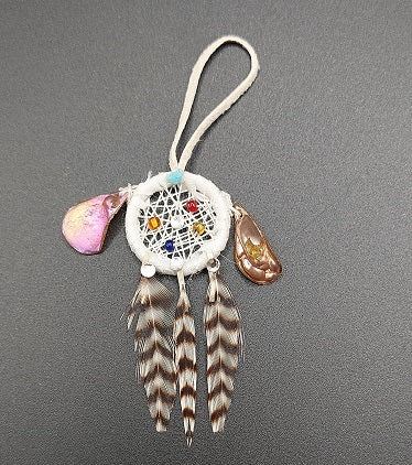 White Dream Catcher with Stones