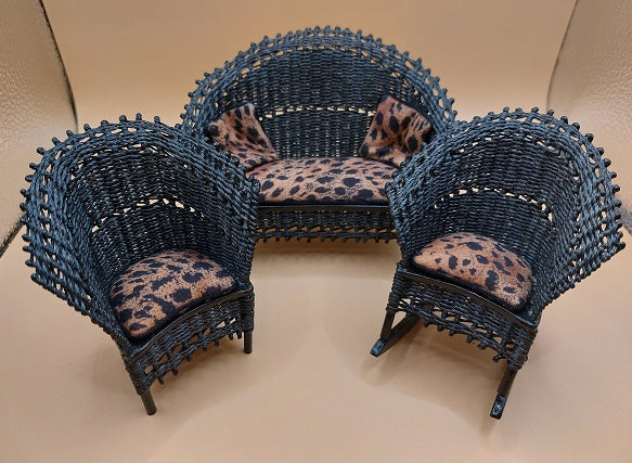 Woven Wicker Set, Leopard, 3pc