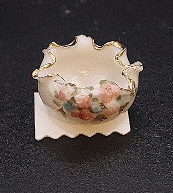 Wavy Handpainted Floral Bowl, Gold Trim