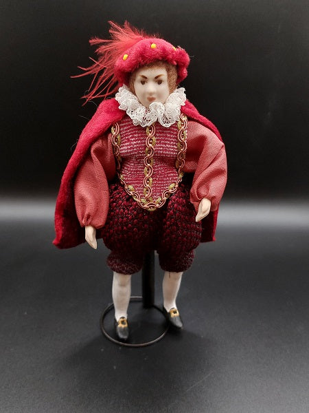 Tudor Man Doll with Stand, Porcelain