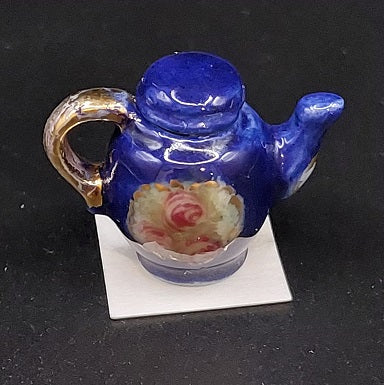 Tea Pot, Floral Cobalt Blue