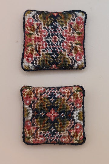 Petit Point Pillow, Black & Coral