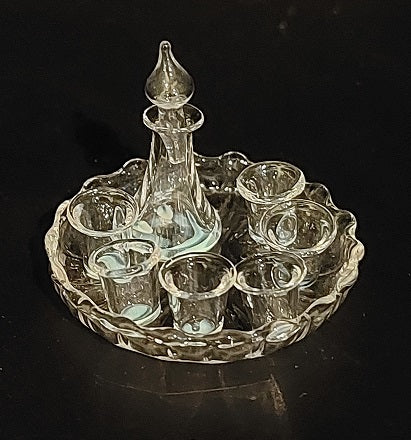 Glass Decanter, Glasses, & Tray