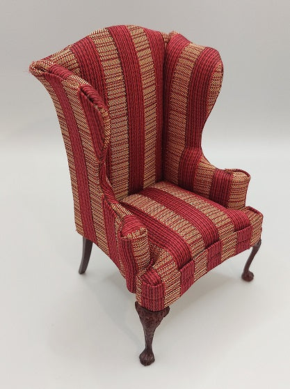 CBB546, Wing Chair, Red & Gold Stripe, MH