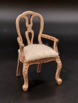 1/2" Scale Carved Arm Chair, Unfinished