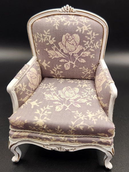 Louis XV Arm Chair, Grey Floral