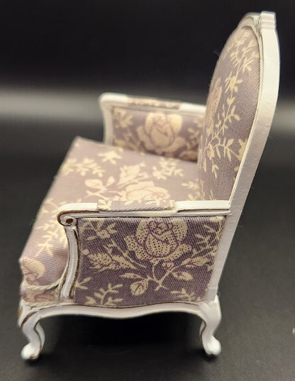 Louis XV Arm Chair, Grey Floral