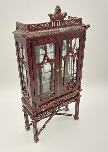 Chinese Chippendale China Cabinet, Mahogany