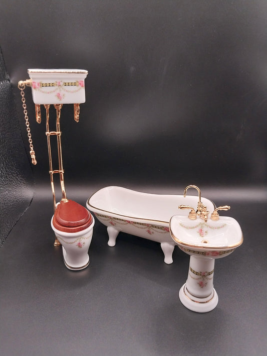Victorian Rose Bathroom Set, 3 piece