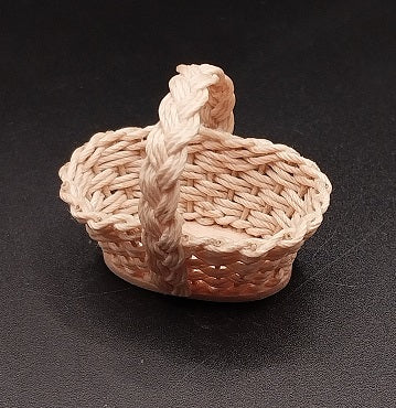 Ecru Wicker Basket with Handle