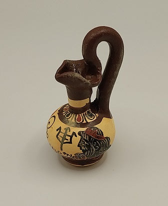 Greek Ceramic Pitcher Vessel, Handpainted