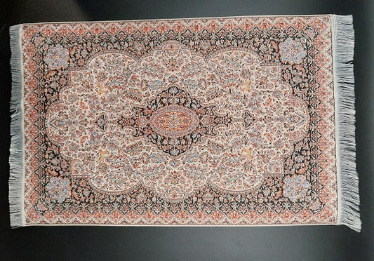 Rug, Oriental, Rectangle, Black, Coral, Blue