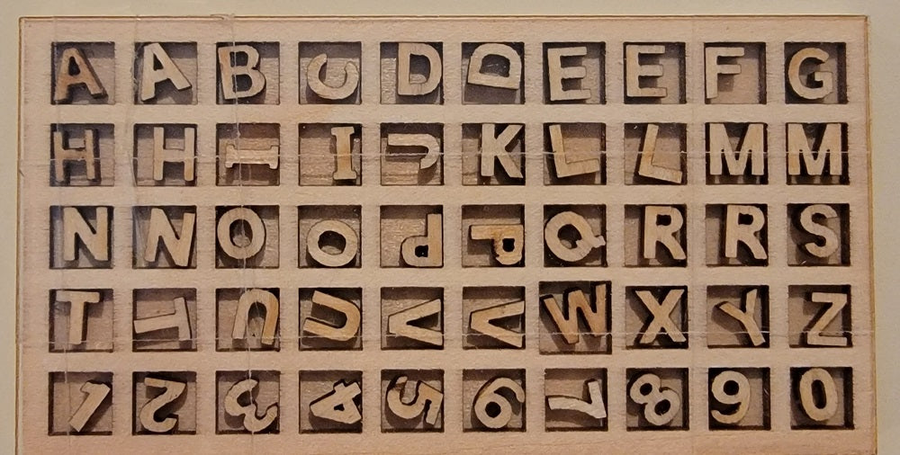 Wood Carved Miniature Letters and Numbers