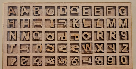 Wood Carved Miniature Letters and Numbers