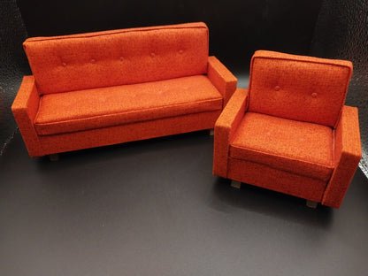 Mid Century Modern Living Room Set, Copper, 2pc