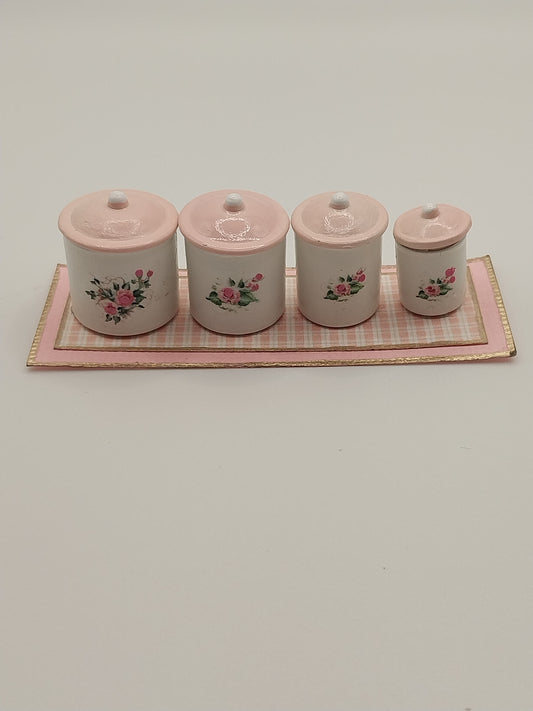 Canister Set of 4, Pink Floral