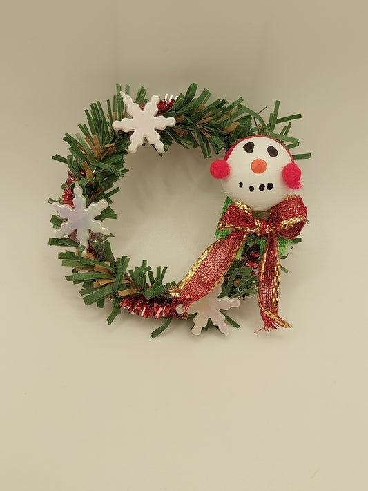 Christmas Wreath, Snowman Red