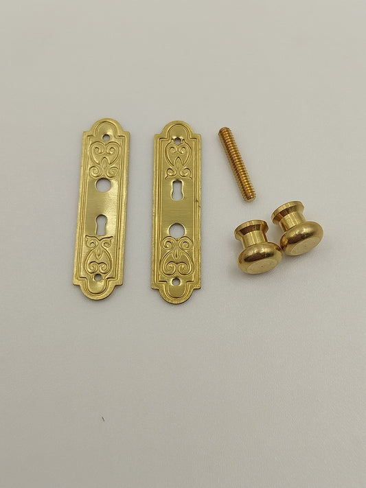 Door Knobs with Plates, 5pc, Gold